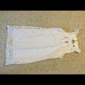 White lace high neck dress